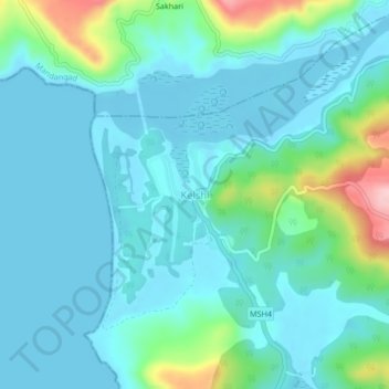 Topografische Karte Kelshi, Höhe, Relief