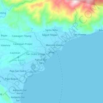Topografische Karte Virac, Höhe, Relief