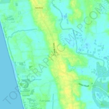 Topografische Karte Varca, Höhe, Relief