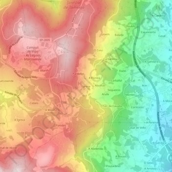 Topografische Karte Igrexa, Höhe, Relief