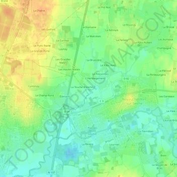 Topografische Karte Les Morriers, Höhe, Relief