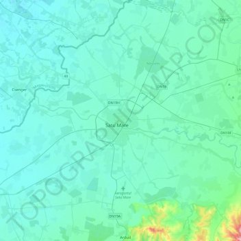 Topografische Karte Sathmar, Höhe, Relief