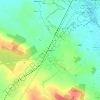 Topografische Karte Le Pavillon, Höhe, Relief