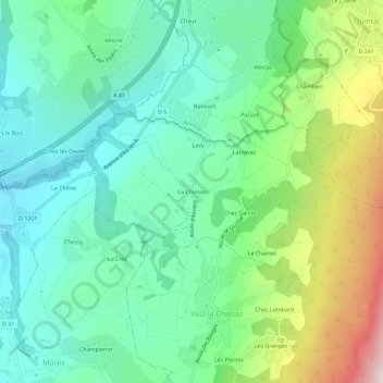 Topografische Karte La Chiesaz, Höhe, Relief