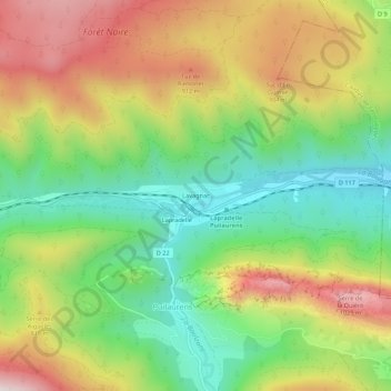 Topografische Karte Lavagnac, Höhe, Relief