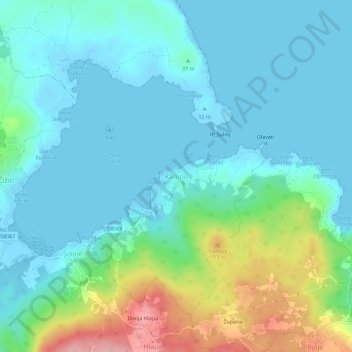Topografische Karte Klimno, Höhe, Relief