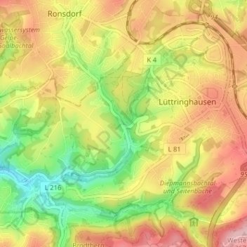 Topografische Karte Lenhartzhammer, Höhe, Relief