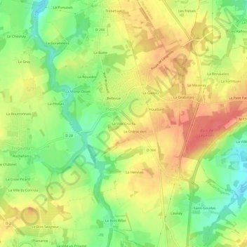 Topografische Karte La Ville Crochu, Höhe, Relief