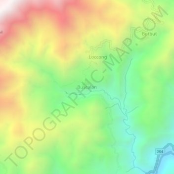 Topografische Karte Buscalan, Höhe, Relief
