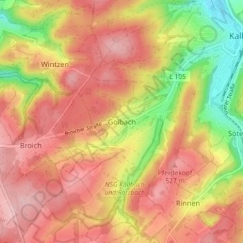 Topografische Karte Golbach, Höhe, Relief