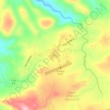 Topografische Karte El Paují, Höhe, Relief