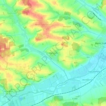 Topografische Karte Albersbach, Höhe, Relief