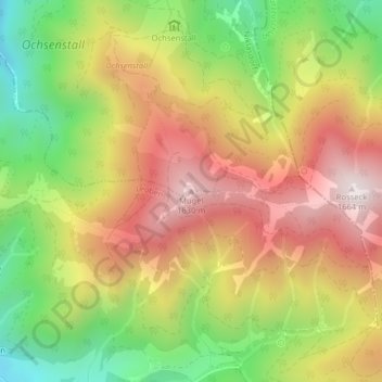 Topografische Karte Mugel, Höhe, Relief
