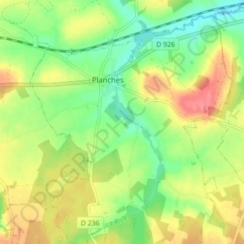 Topografische Karte Les Bordeaux, Höhe, Relief