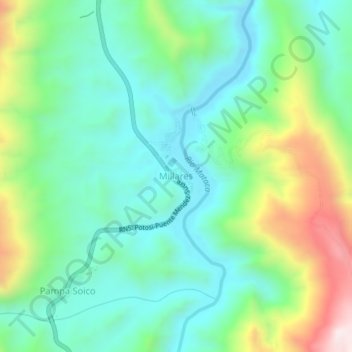 Topografische Karte Millares, Höhe, Relief