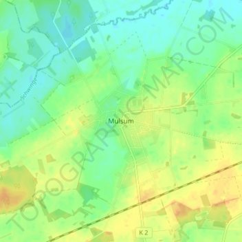 Topografische Karte Mulsum, Höhe, Relief