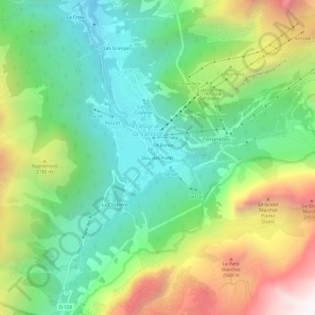 Topografische Karte Dou des Ponts, Höhe, Relief