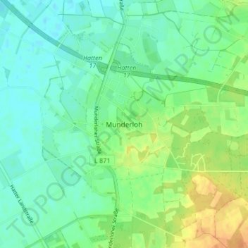 Topografische Karte Munderloh, Höhe, Relief