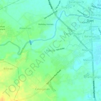 Topografische Karte Bibirao, Höhe, Relief