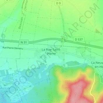 Topografische Karte La Rue-Saint-Pierre, Höhe, Relief