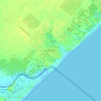 Topografische Karte Barra do Chuí, Höhe, Relief