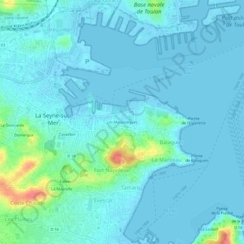 Topografische Karte Les Mouissèques, Höhe, Relief