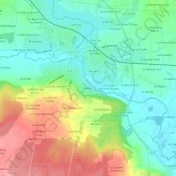 Topografische Karte Galardon, Höhe, Relief