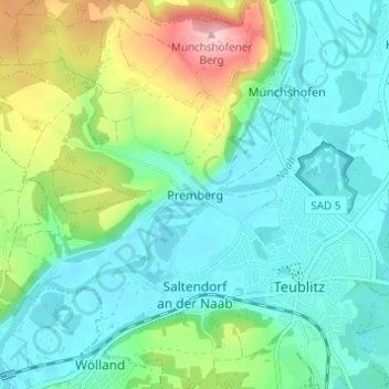 Topografische Karte Premberg, Höhe, Relief