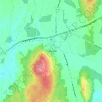 Topografische Karte Neskollen, Höhe, Relief