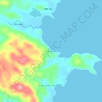 Topografische Karte Salvacion, Höhe, Relief
