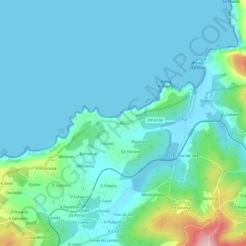 Topografische Karte O Picón, Höhe, Relief