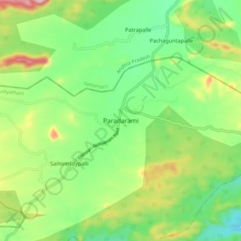 Topografische Karte Paradarami, Höhe, Relief