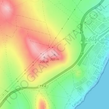 Topografische Karte 200m, Höhe, Relief