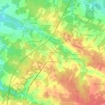 Topografische Karte La Roulerie, Höhe, Relief