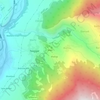 Topografische Karte Nagar, Höhe, Relief