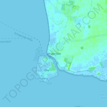 Topografische Karte Schaprode, Höhe, Relief