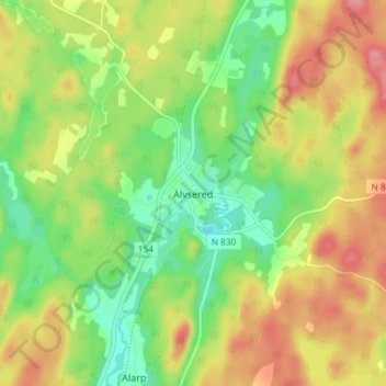 Topografische Karte Älvsered, Höhe, Relief