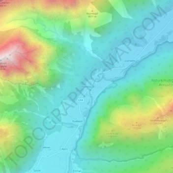 Topografische Karte Reindlau, Höhe, Relief