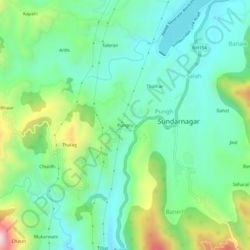 Topografische Karte Pungru, Höhe, Relief