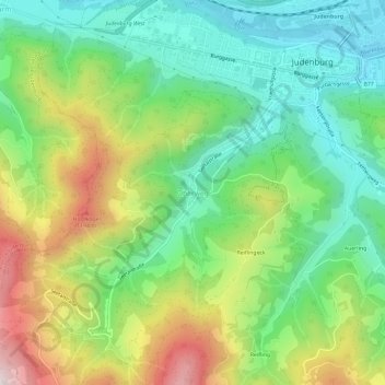Topografische Karte Oberweg, Höhe, Relief