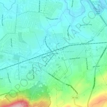 Topografische Karte Centreville, Höhe, Relief