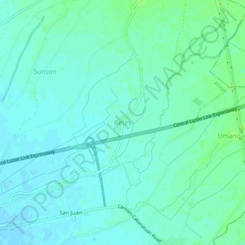 Topografische Karte Betes, Höhe, Relief