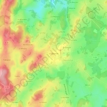 Topografische Karte La Peyrouse, Höhe, Relief