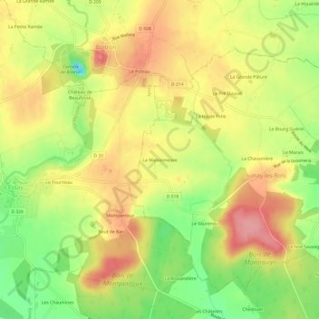 Topografische Karte La Maisonneuve, Höhe, Relief