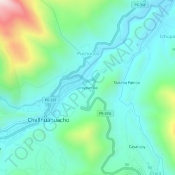 Topografische Karte Uraypampa, Höhe, Relief