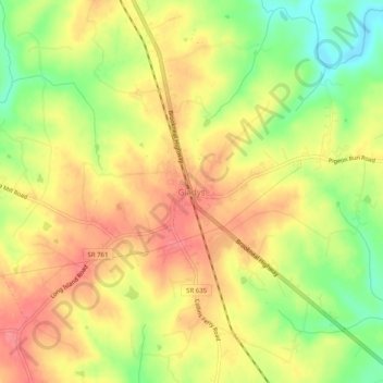 Topografische Karte Gladys, Höhe, Relief