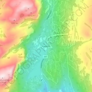 Topografische Karte Haglebu, Höhe, Relief