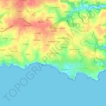 Topografische Karte Le Kerou Village, Höhe, Relief