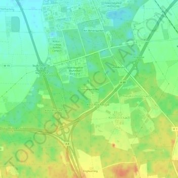 Topografische Karte Gudrunsiedlung, Höhe, Relief