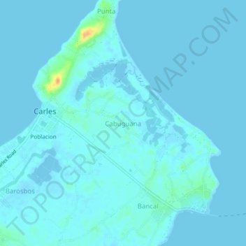 Topografische Karte Cabuguana, Höhe, Relief